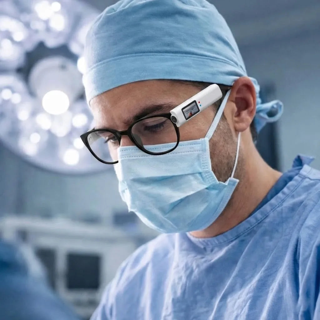 Mini telecamera 2.7K con visione in prima persona per lenti d'ingrandimento e occhiali da vista