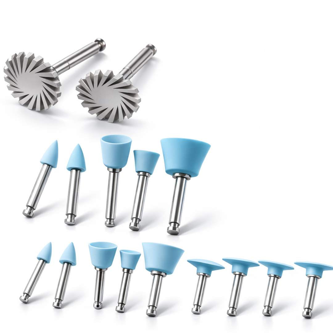 Kit di Lucidatura per Resina e Porcellana – 14 Pezzi (RA 2,35 mm Universale) a Bassa Velocità