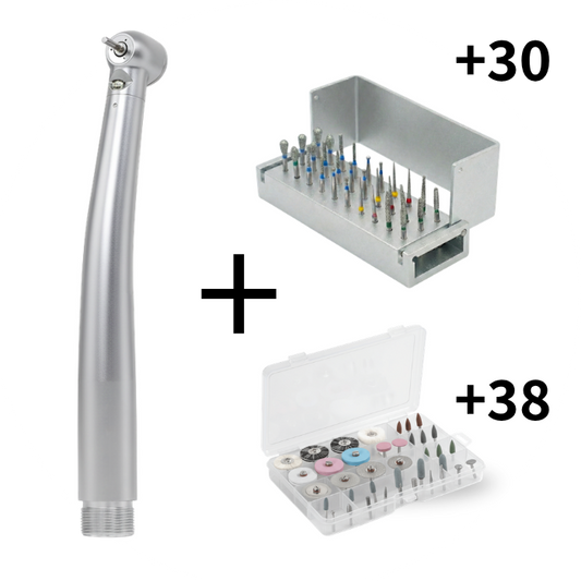 Kit Dentale Completo: Manipolo Alta Velocità + 38 pz Lucidatura + 30 Frese Diamantate
