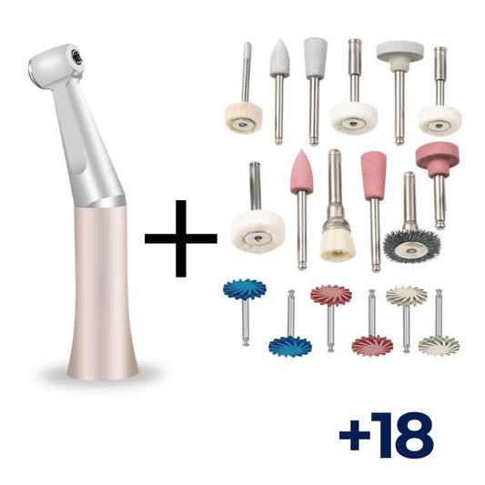 Manipolo Odontoiatrico a Bassa Velocità + Set di 18 Pezzi per Lucidatura