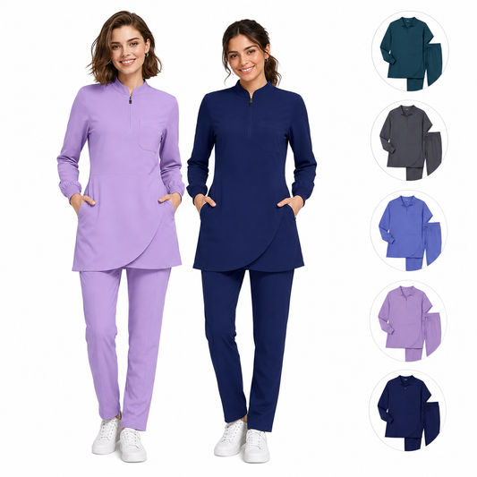 Divisa medica donna collo alla coreana con zip - Casacca + Pantalone